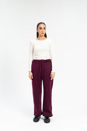 Sweatpants with Drawstring - Plum