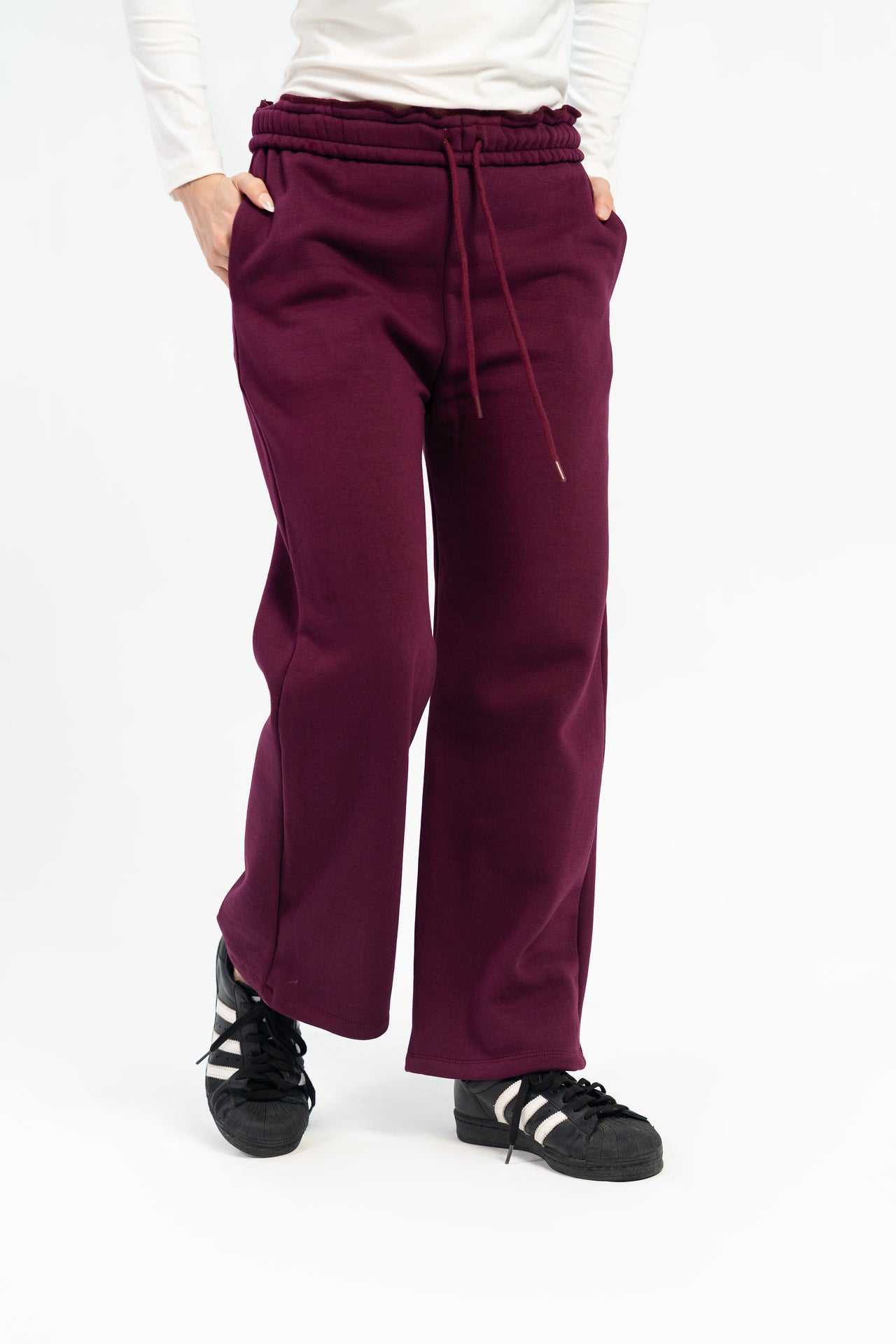 Sweatpants with Drawstring - Plum