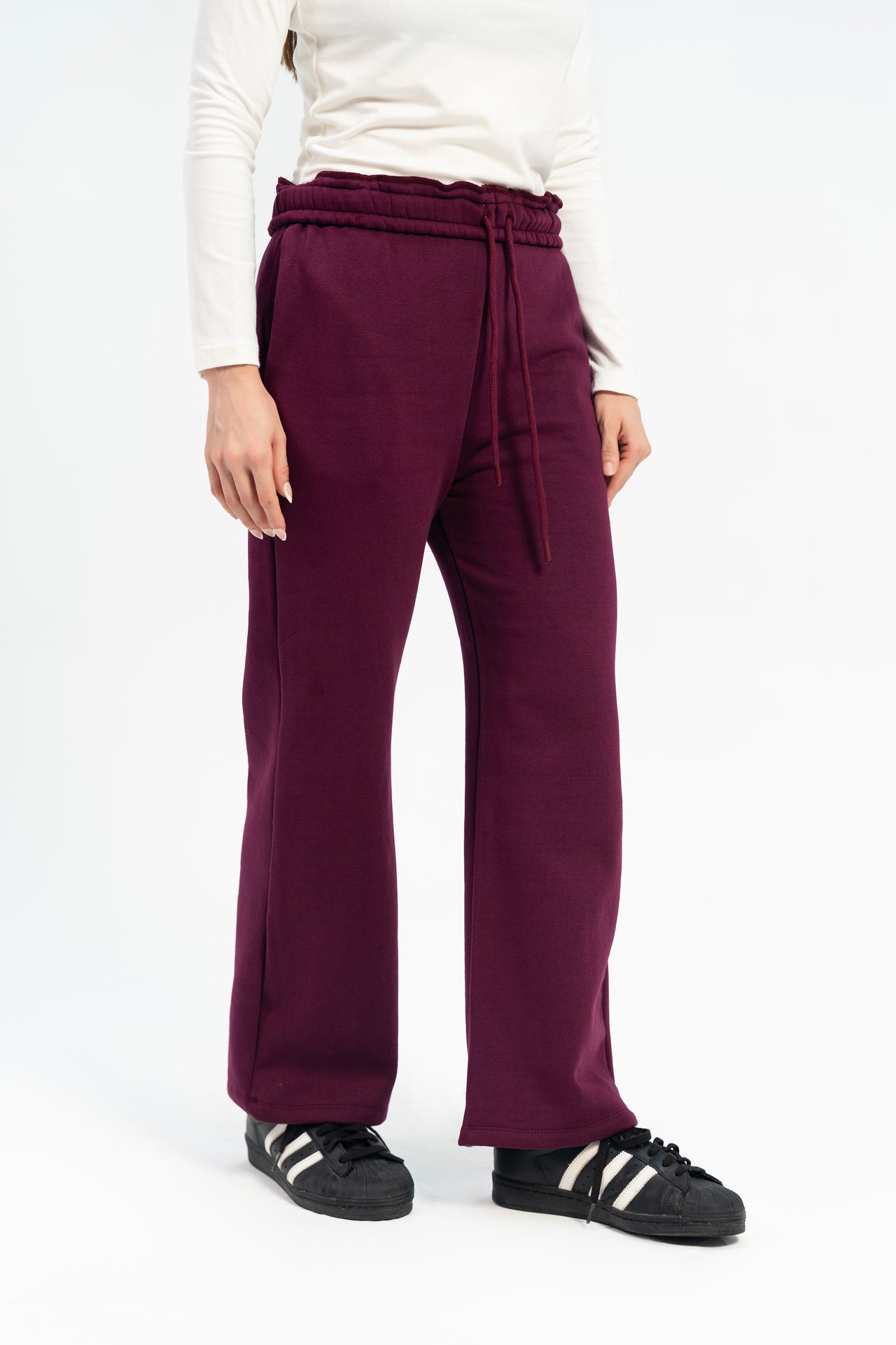 Sweatpants with Drawstring - Plum
