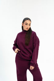 Mock Neck Pullover - Plum