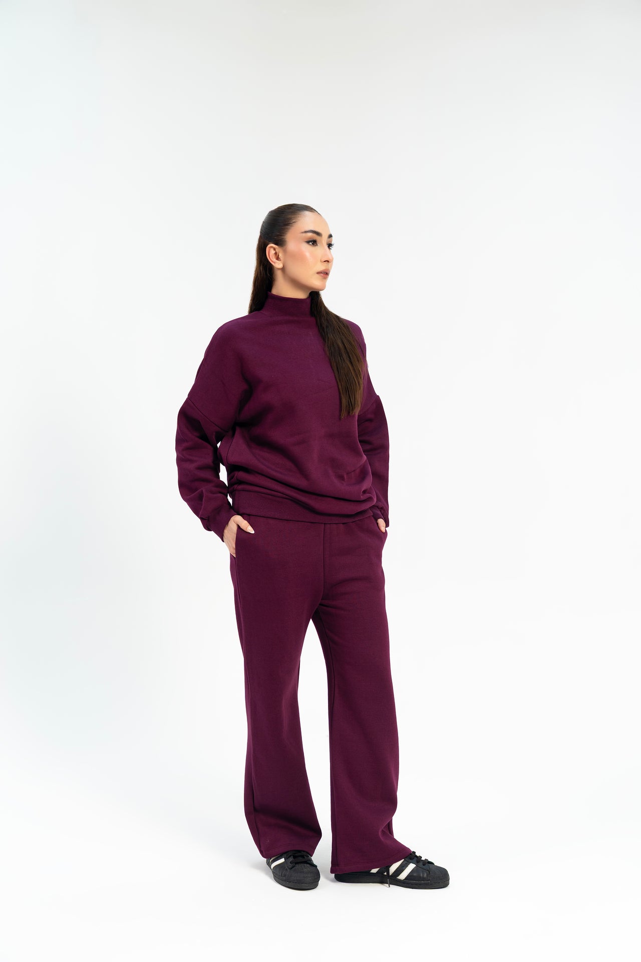 Mock Neck Pullover - Plum