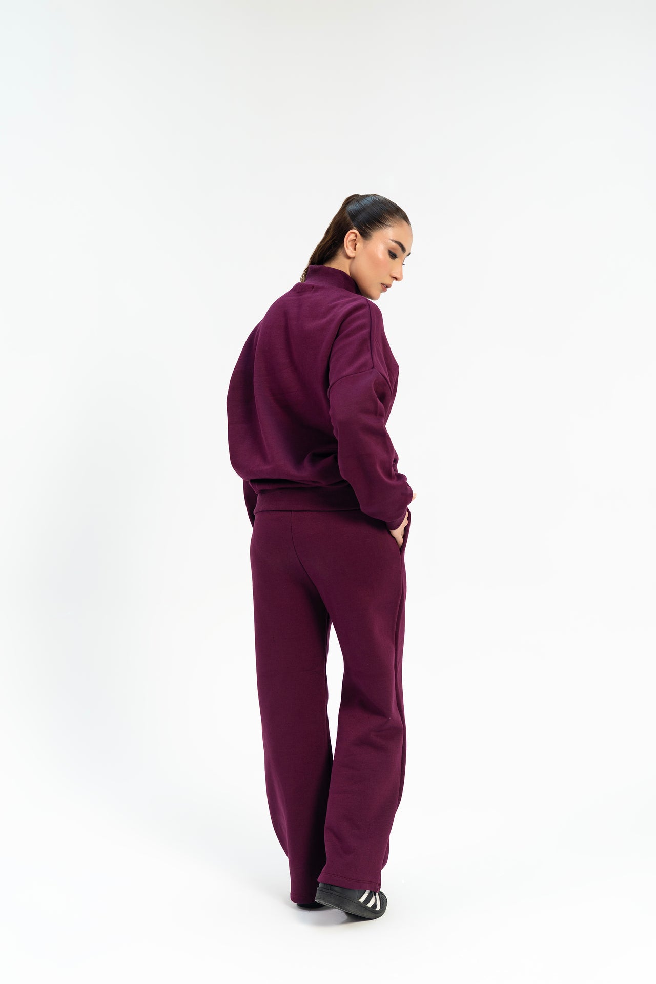 Mock Neck Pullover - Plum