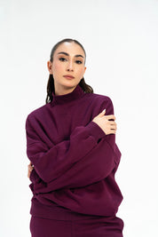 Mock Neck Pullover - Plum