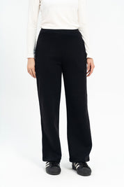 Wide Leg Fleece Sweatpants - Black