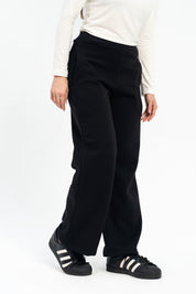 Wide Leg Fleece Sweatpants - Black
