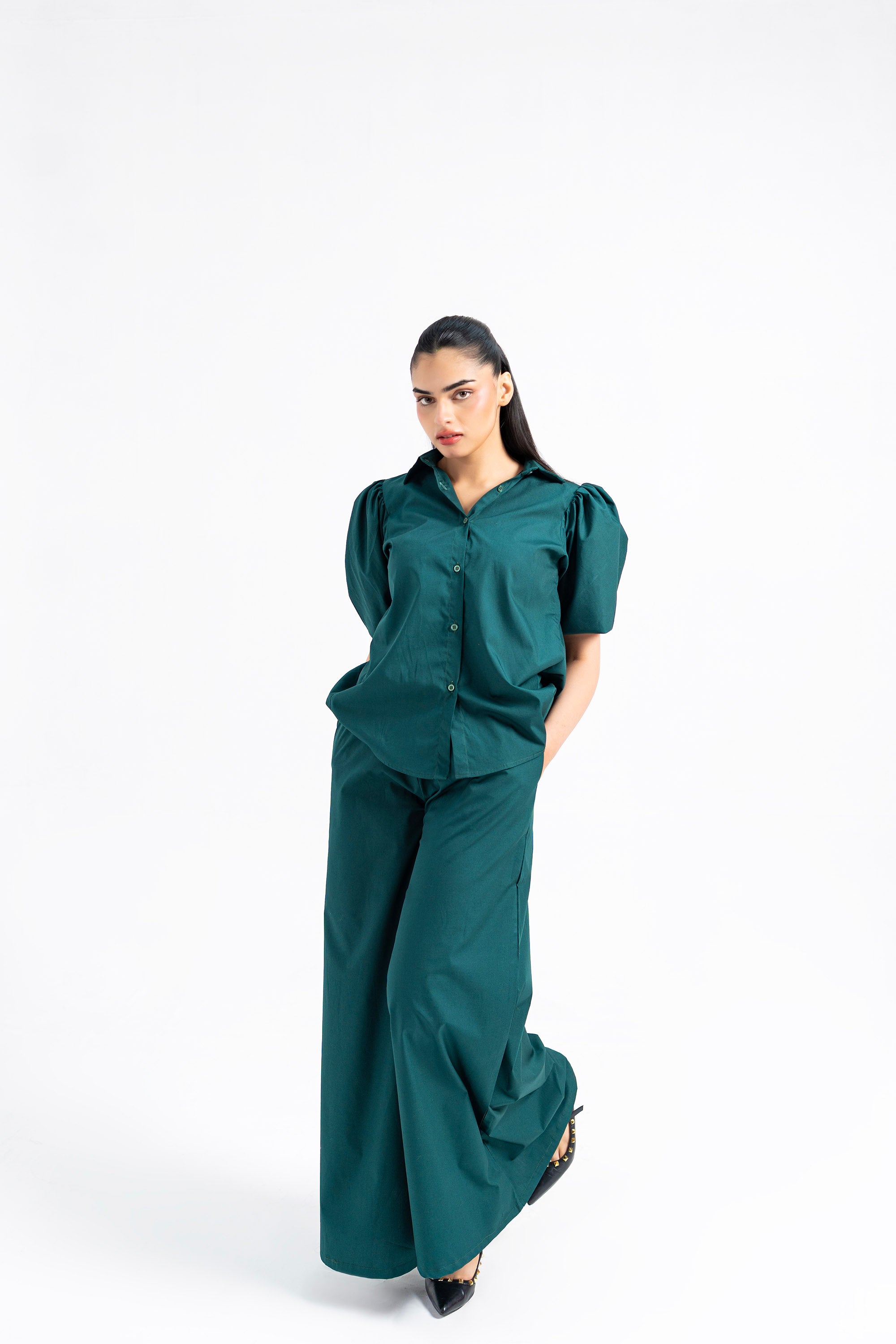 Extra Wide Leg Pants - Dark Teal