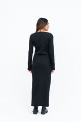 V Neck Bodycon Dress - Black