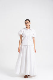 Cotton Puff Short Sleeve Shirt - White