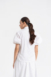 Cotton Puff Short Sleeve Shirt - White