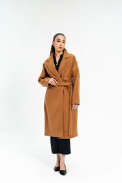 Oversized Belted Wool Coat - Camel