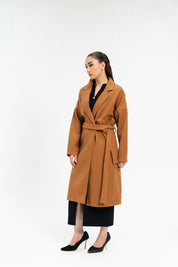 Oversized Belted Wool Coat - Camel