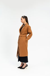 Oversized Belted Wool Coat - Camel
