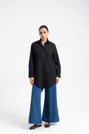 Drawstring Waist Shirt - Black