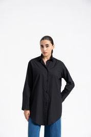 Drawstring Waist Shirt - Black