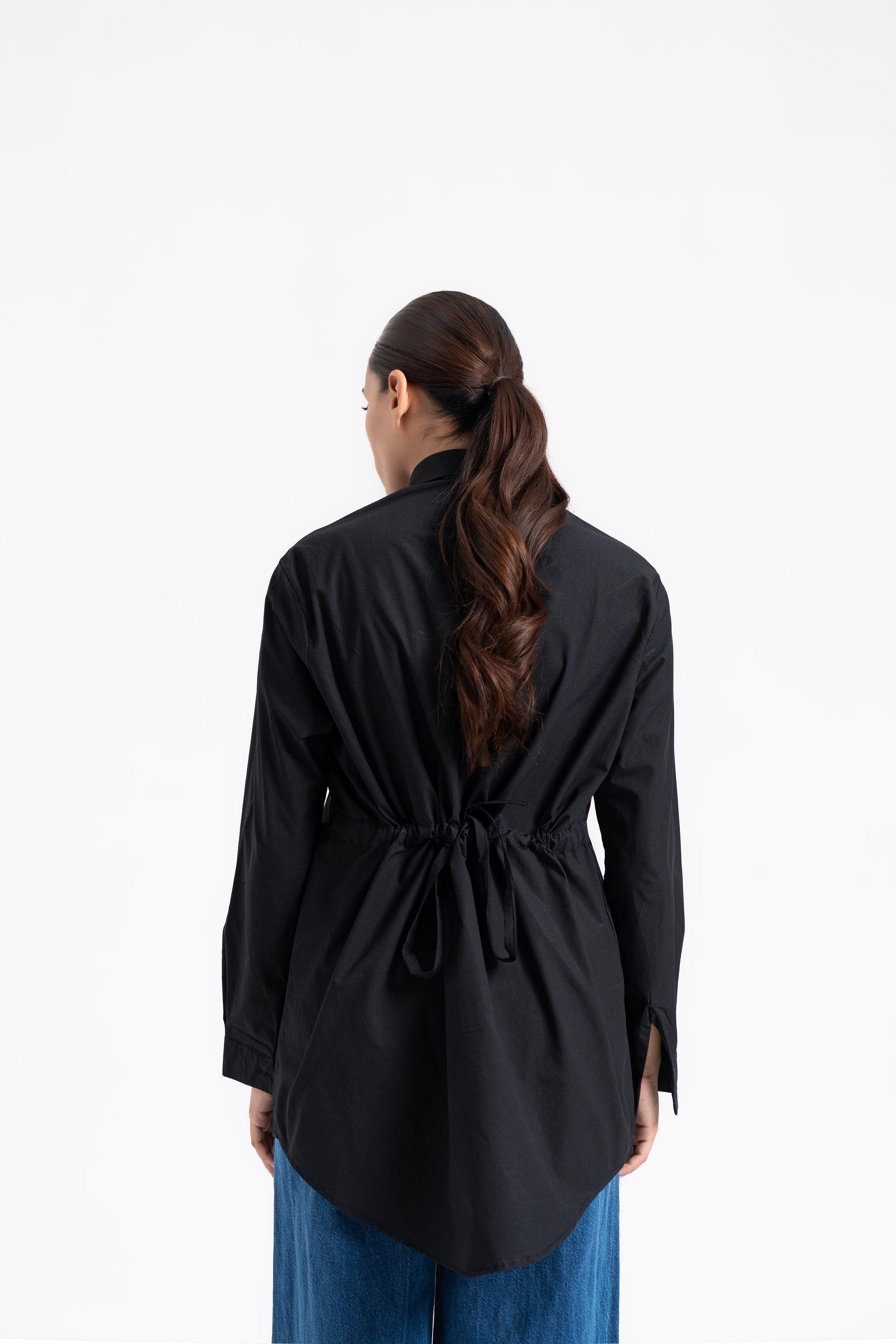 Drawstring Waist Shirt - Black