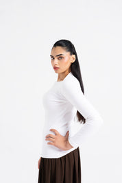 Square Cut Ribbed Top - White