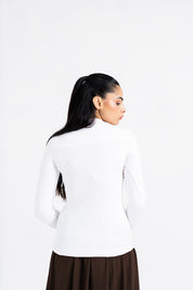 Square Cut Ribbed Top - White
