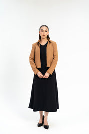 Suede Jacket with Zip - Camel