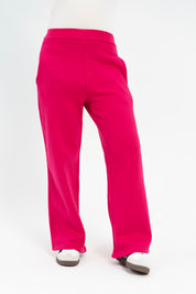 Wide Leg Fleece Sweatpants - Fuchsia Pink