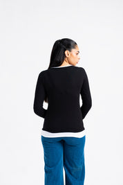 Mock Layer Contrast T-Shirt - Black & White