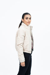 Cropped Corduroy Puffer Jacket - Cream