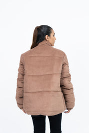 Oversized Corduroy Puffer Jacket - Light Brown