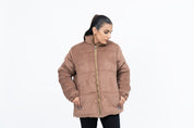 Oversized Corduroy Puffer Jacket - Light Brown