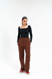 Sweatpants with Drawstring - Chocolate Brown