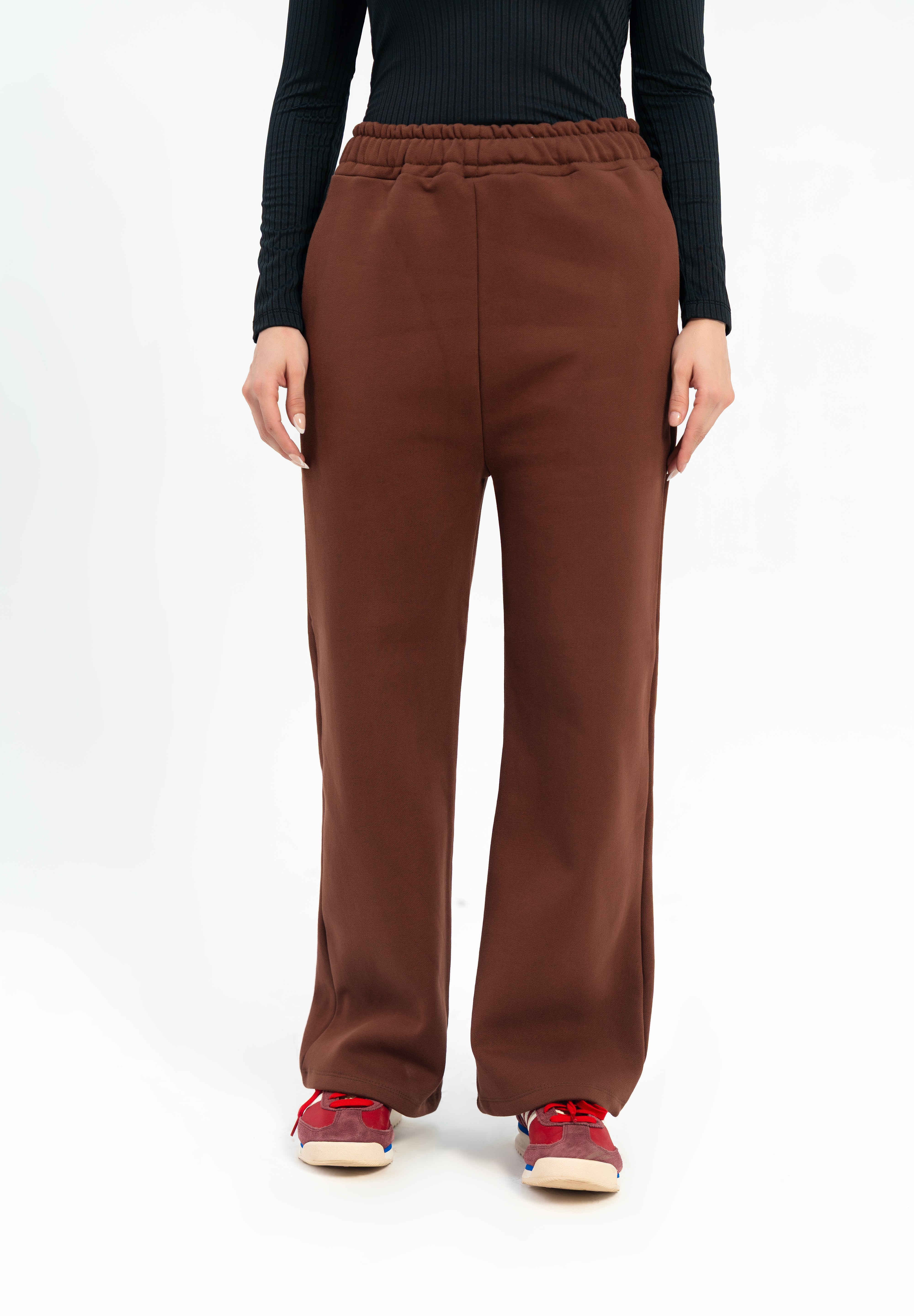 Sweatpants with Drawstring - Chocolate Brown