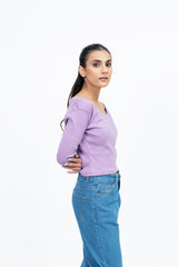 Square Neck Cropped Top - Lavender