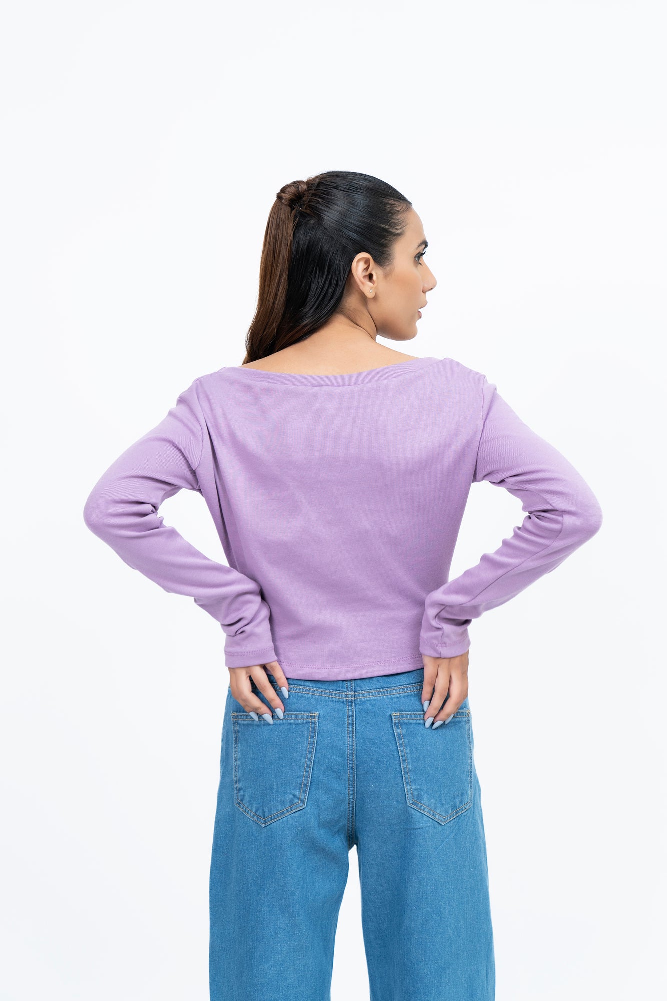 Square Neck Cropped Top - Lavender
