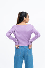 Square Neck Cropped Top - Lavender