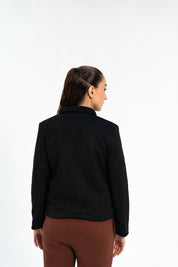 Suede Jacket with Zip - Black