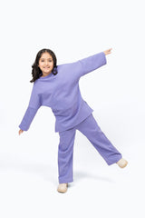 Girls Oversized Knit Top - Light Purple