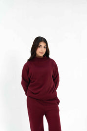 Mock Neck Pullover - Maroon