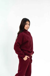 Mock Neck Pullover - Maroon