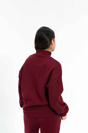 Mock Neck Pullover - Maroon