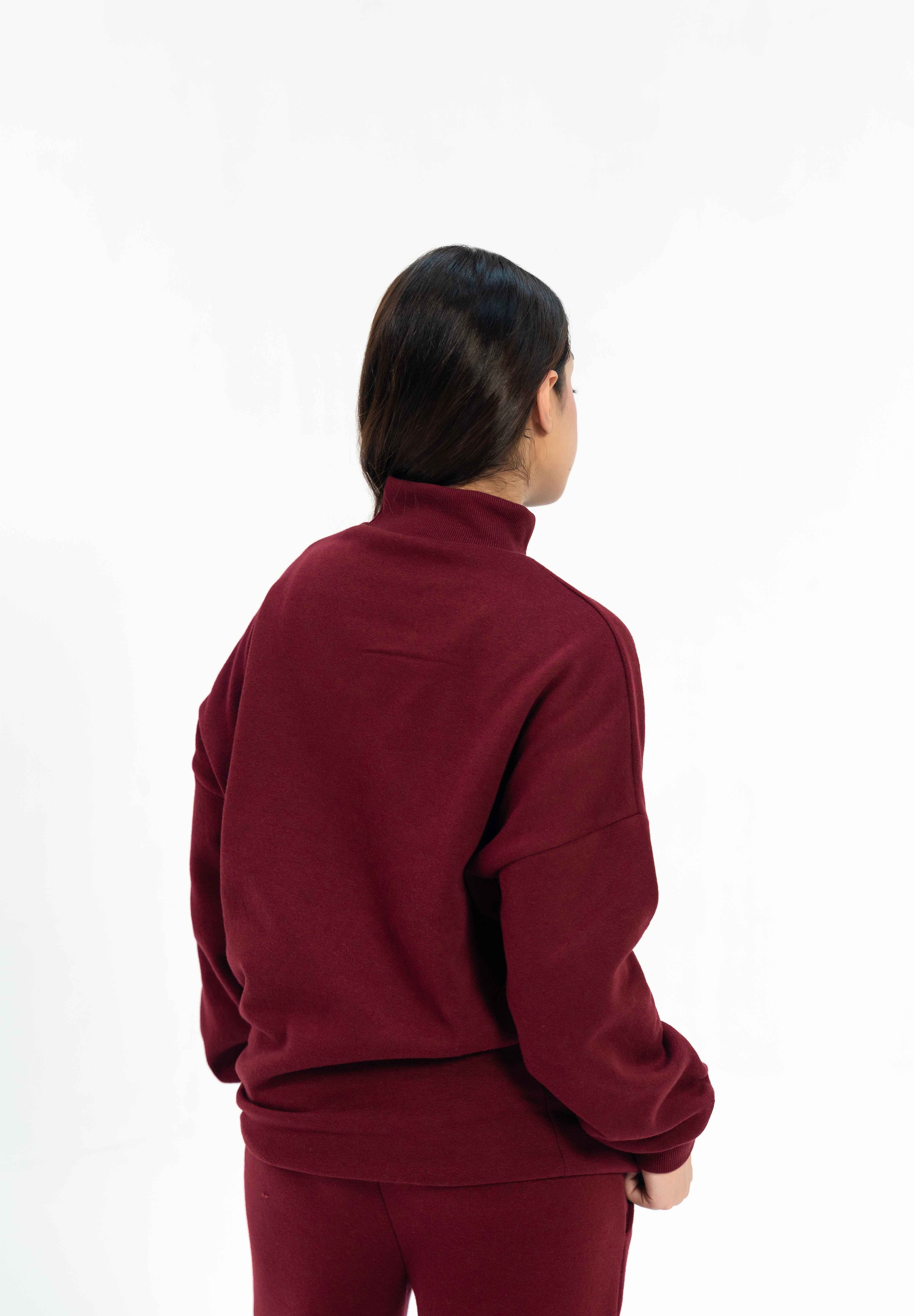 Mock Neck Pullover - Maroon