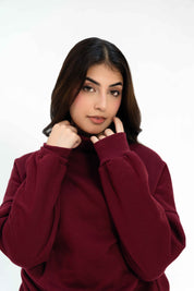 Mock Neck Pullover - Maroon
