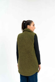 Sherpa Long Vest - Olive
