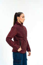 Puffer Jacket (curved hem) - Maroon