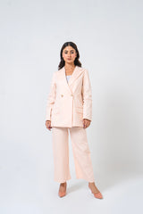 Double Breasted Loose Fit Blazer - Light Peach