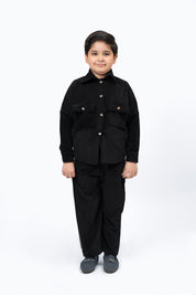 Boys Overshirt with Pockets in Corduroy - Black