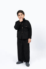 Boys Overshirt with Pockets in Corduroy - Black