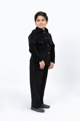 Boys Wide Leg Pant with Pockets in Corduroy - Black