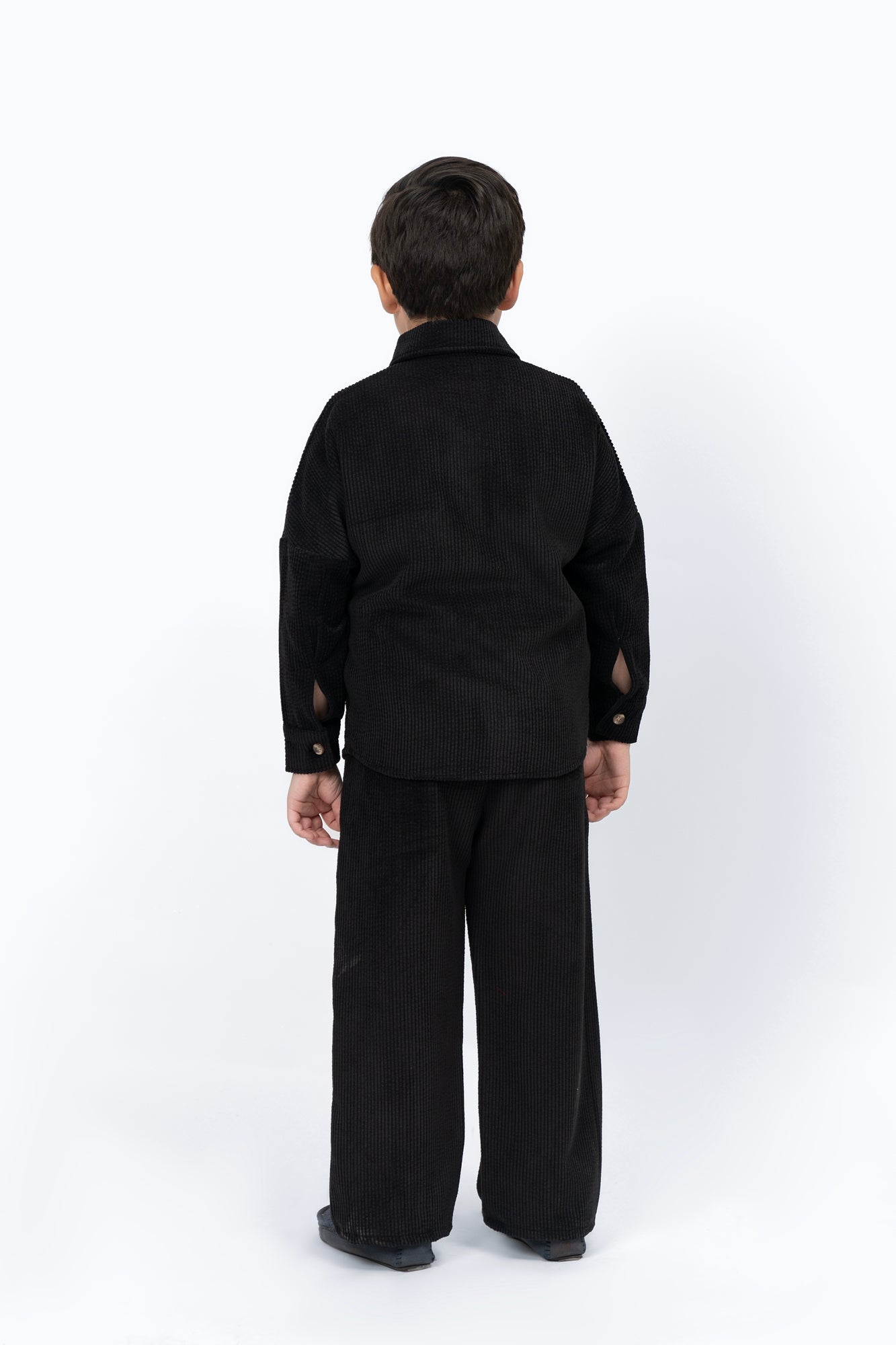 Boys Wide Leg Pant with Pockets in Corduroy - Black