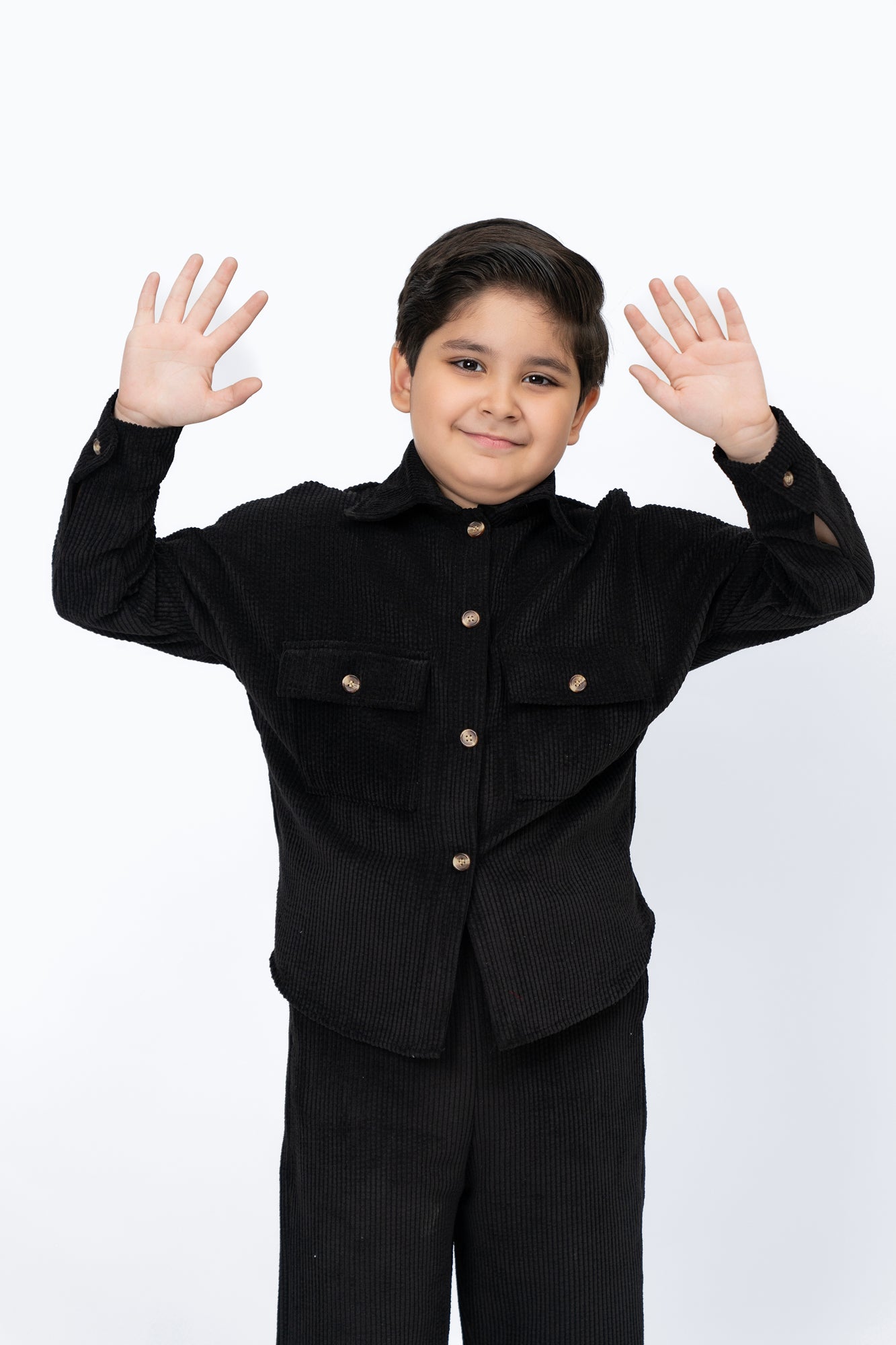 Boys Overshirt with Pockets in Corduroy - Black