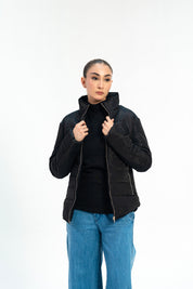 Puffer Jacket (curved hem) - Black