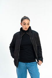 Puffer Jacket (curved hem) - Black