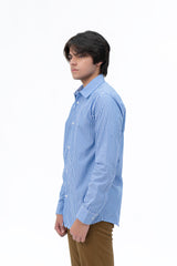 Men's Regular Fit Full Sleeve Shirt - Blue White Pinstripe